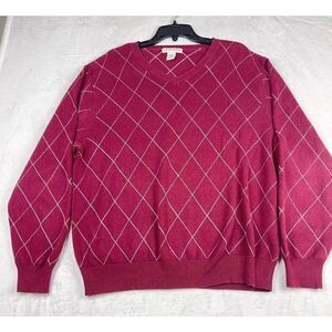 Preswick & Moore Men's Pullover Sweater Size L Red Cotton Long Sleeves V-Neck